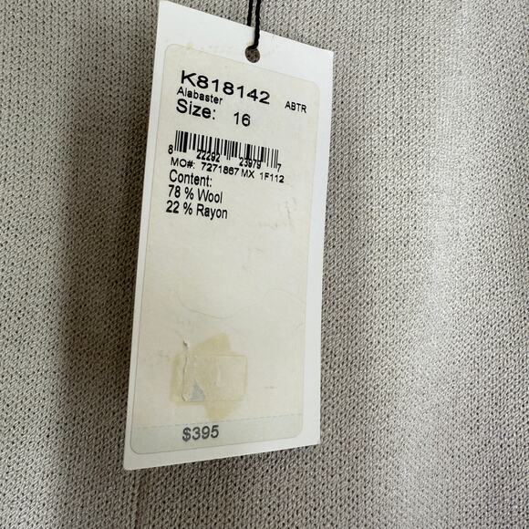 St John Luxe Knit Wide Leg Pants Size 16 Alabaster Wool Blend NWT $395 Neutral - Picture 4 of 11